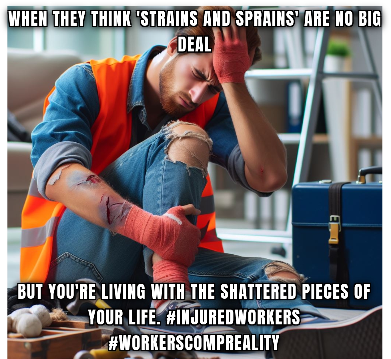 Satirical image about delayed claims and worker frustration