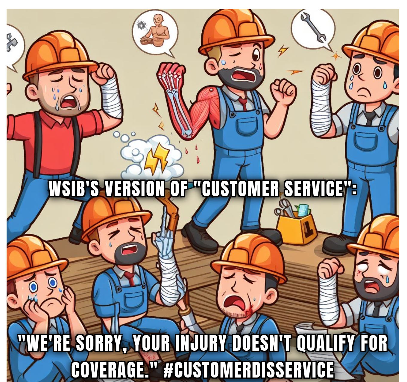 Visual solidarity message for injured workers facing system challenges