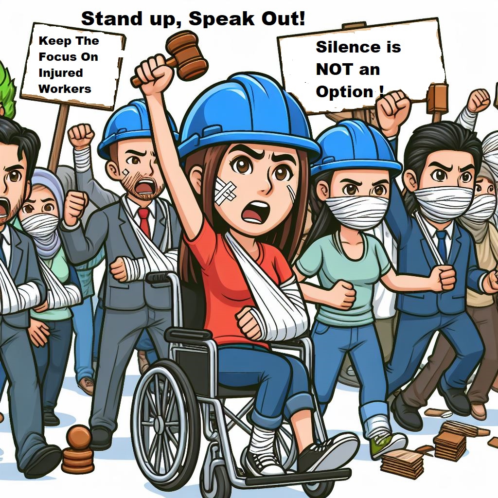 Advocacy image calling attention to unfair treatment of injured workers